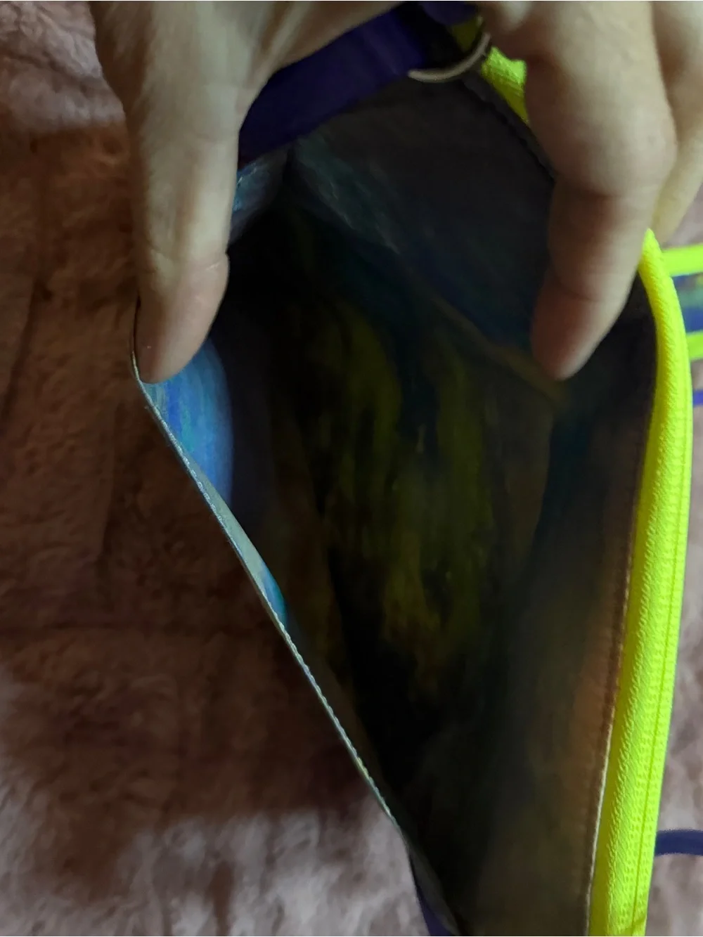 lululemon athletica Multicolor Crossbody Bag with Neon Yellow and Purple Strap